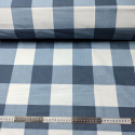 Tissu coton au métre couleur blanche carreaux bleu 8 cm