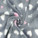 Tissu imitation fourrure d'agneau, 320 g/m², largeur 160 cm, gris coeurs bleu