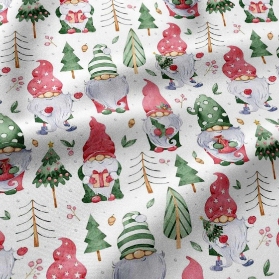 Vánoční bavlněná látka, metráž, šíře 160 cm, Vánoční  vzor na Bílém