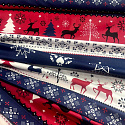 Christmas cotton fabric, by the meter, width 160 cm, Scandinavian Blue motif