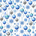 Tissus en coton de Noël au mètre, 160 cm motif Boules de Noël blanc