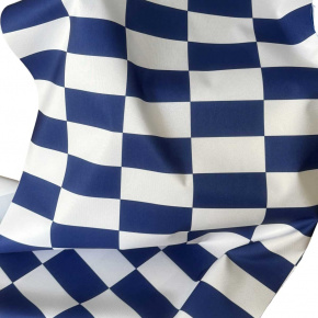 Tissu d'extérieur, déperlant pour transats et hamacs de jardin, Blanc Bleu Damier 5x10 cm