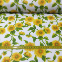 Tissu en coton au mètre, 125 g/m², largeur 160 cm, imprimé à fleurs tournesol