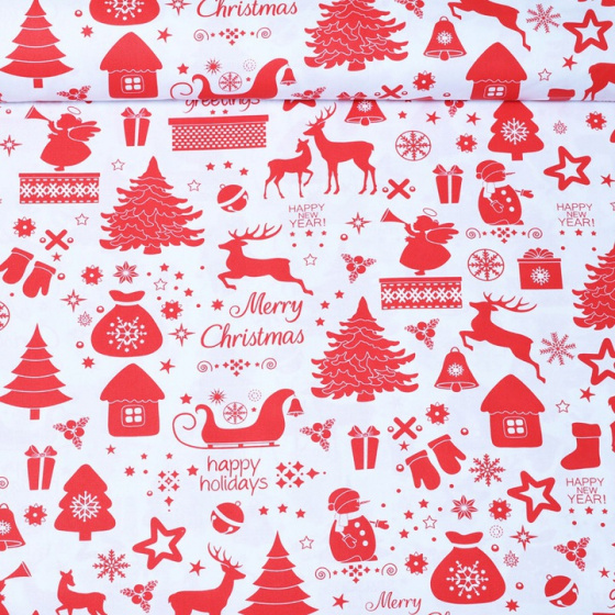 Bavlnená biela látka, metráž 160 cm, vzor sova 381