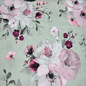 Tissu en coton au mètre, 125 g/m², largeur 160 cm, imprimé à fleurs