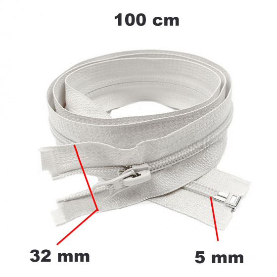 Fermeture à glissière en spirale Blanche 5 mm longueur 100 cm