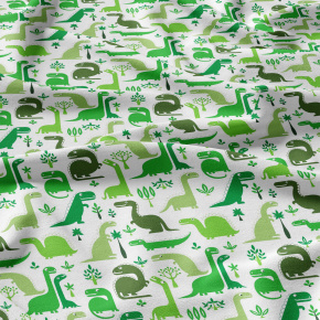 Tissu coton au métre imprimé Dinosaures couleur vert