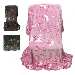 Couverture plaid polaire phosphorescente rose 150 x 200 cm