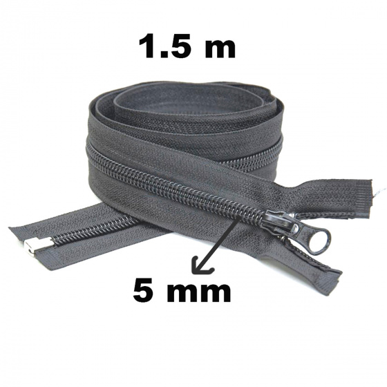 Fermeture à glissière en spirale Graphite  5 mm longueur 150 cm