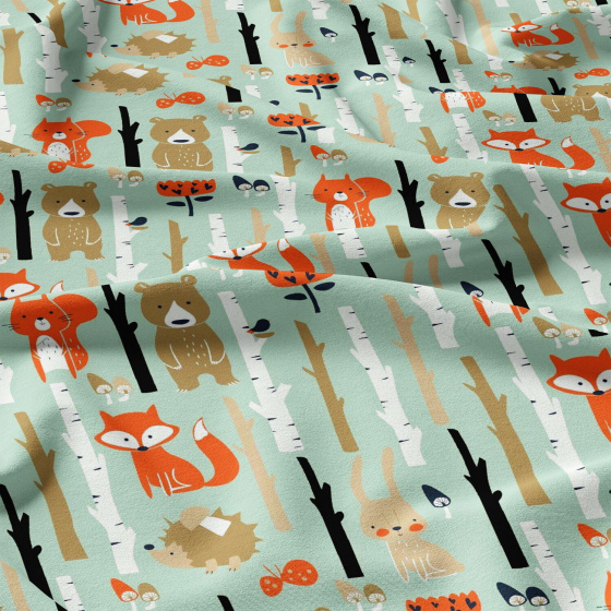 Tissu coton au métre imprimé Anomaux couleur menthol