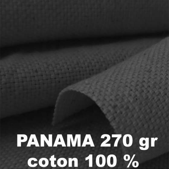 Tissu coton prélavé Panama, 270 g/m², largeur 150 cm, Graphite