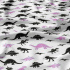 Tissu coton au métre imprimé Dinosaures noir et violet