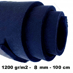 Feutrine technique 8 mm, 1200 g/m², largeur 100 cm, bleu Feutrine technique 8 mm, 1200 g/m², largeur 100 cm, bleu