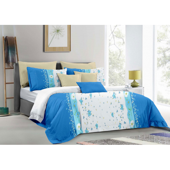 Linge de lit en flanelle avec fermeture, couleur Bleu, 140x200 cm