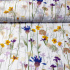 Tissu en coton au mètre, 125 g/m², largeur 160 cm, imprimé à fleurs sur fond blanc