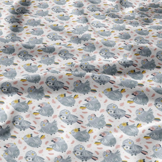 Tissu coton au métre imprimé Hiboux couleur blanche 