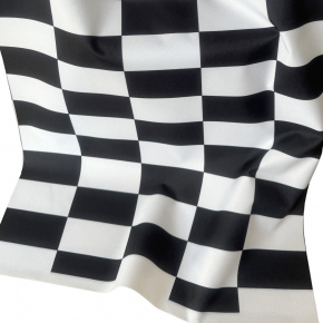 Tissu d'extérieur, déperlant pour transats et hamacs de jardin, Blanc-Noir Damier 5x10 cm