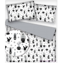 Dekorační dětská bavlněná látka vzor Kaktusy černé na bílém