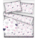 Dekorační bavlněná látka metráž vzor Srdíčky, barva růžová bílý podklad