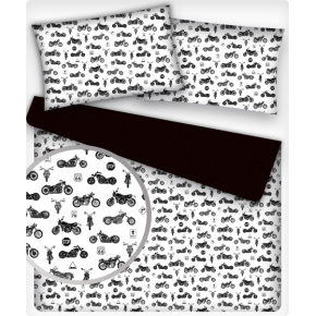 Tissu coton au métre imprimé Moto blanche