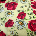 Tissu en coton au mètre, 125 g/m², largeur 160 cm, imprimé à fleurs sur fond jaune