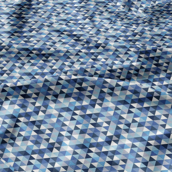 Tissu en coton uni au mètre, 125 g/m², largeur 160 cm, Triangulair bleu 2cm 