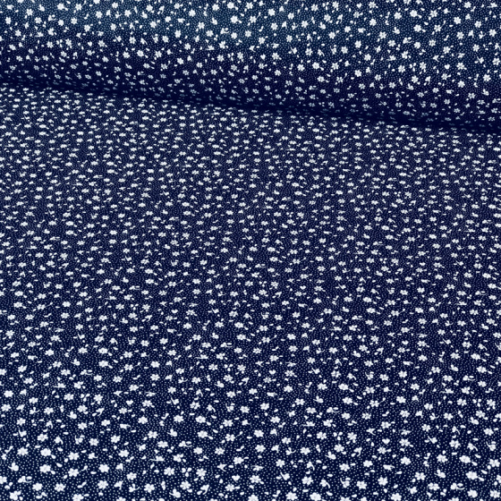 Dekorační dětská bavlněná látka vzor mini kytičky na granátovém