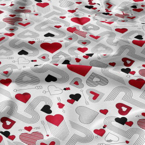 Tissu coton au métre couleur Blanche, coeurs Multicolore Tissu coton au métre couleur Blanche, coeurs Multicolore