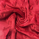 Tissu minky coeurs, 330 gr/m2, largeur 160 cm, rouge