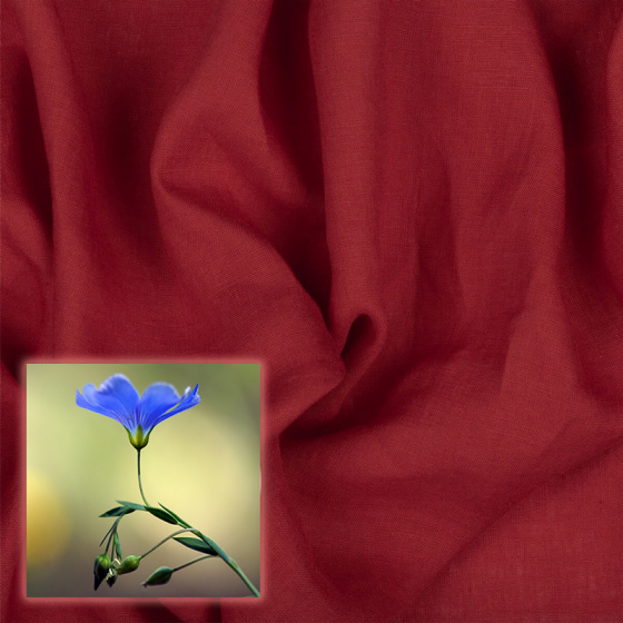 Lněná přírodní látka Natali barva bordo 170 gr/m2 