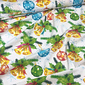 Christmas cotton fabric, by the meter, width 160 cm, Christmas motif on White