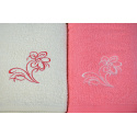 Serviette de toilette à broder en coton, éponge (2 pièces) Rose et Ecru