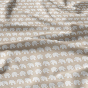 Tissu coton au métre imprimé Eléphants couleur biege     
