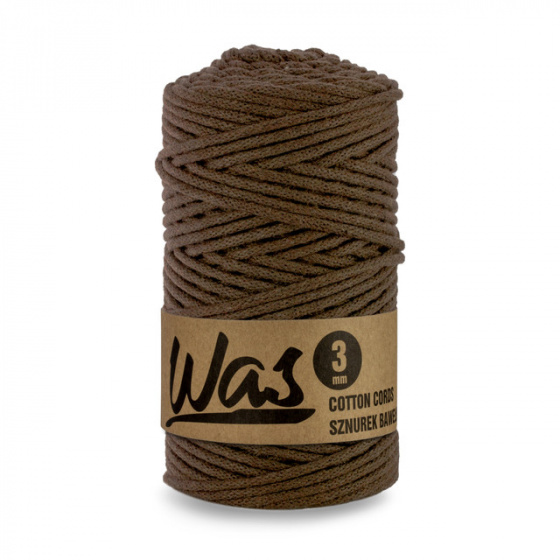 Bavlněná šňůra 3mm, 100m, HNĚDÁ