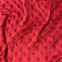 Tissu minky coeurs, 330 gr/m2, largeur 160 cm, rouge