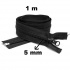 Fermeture à glissière en spirale Noire 5 mm longueur 100 cm