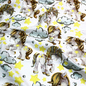 Cotton fabric, by the meter. Unicorn Gray on White