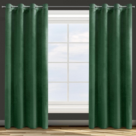 Jednobarevné závěs s průchodkami TM ZELENÝ 140x250 cm