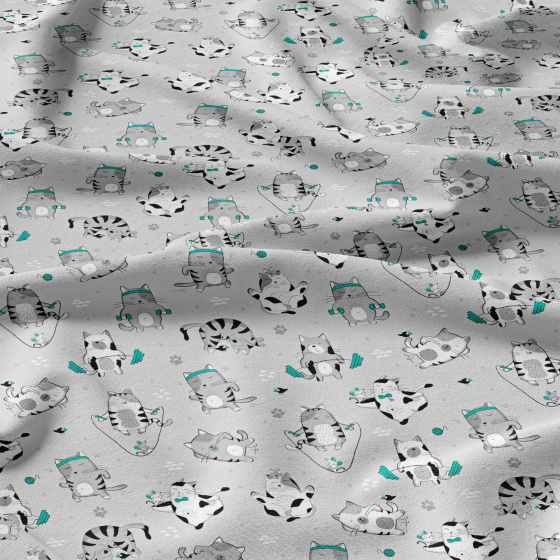 Tissu coton au métre imprimé Leopold couleur gris