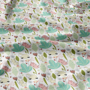 Tissu coton au métre imprimé Moutons couleur blanche 125