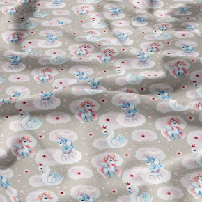 Tissu coton au métre imprimé Affectuex regard couleur gris