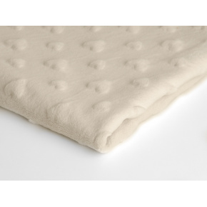 Tissu minky coeurs, 330 gr/m2, largeur 160 cm, ecru