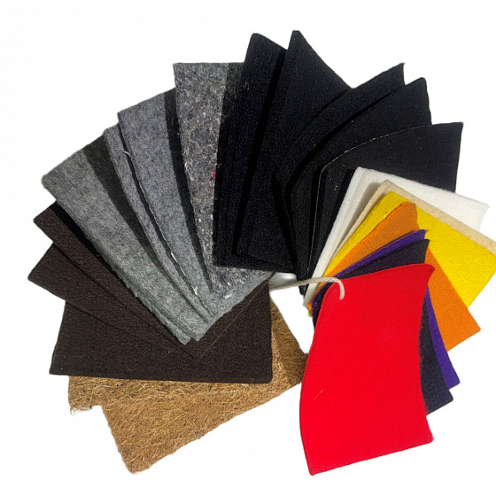 Vzorník látek, filc Technický 3-10 mm 500-1200 gr/m2, 10x15 cm