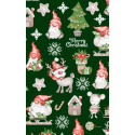 Tissus en coton de Noël au mètre, 160 cm motif Rudolf verte
