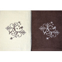 Serviette de toilette à broder en coton, éponge (2 pièces) Marrone et Ecru