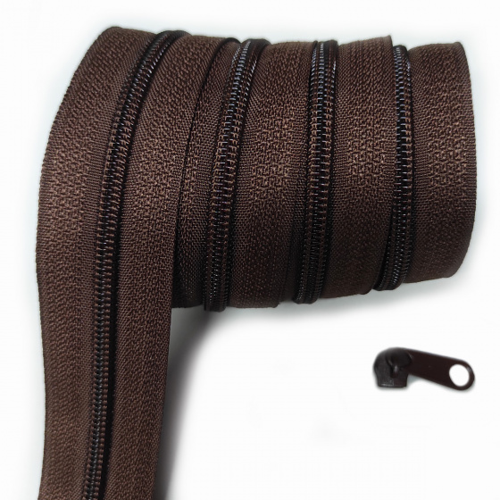 Zip spirálový Hnědý 5 mm metráž 