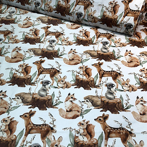 Tissu coton au métre imprimé Animaux couleur blanche Tissu coton au métre imprimé Animaux couleur blanche