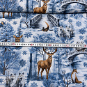 Tissus en coton de Noël au mètre, 160 cm motif Nature Bleu
