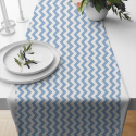 Tissu coton au métre couleur blanche zigzag bleu