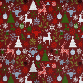 Tissus en coton de Noël au mètre, 160 cm motif MIX bordo Tissus en coton de Noël au mètre, 160 cm motif MIX bordo